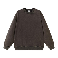 Sweatshirt Terry Cotton Batik 420gsm Edisi Berat, Kerah Bulat, Warna Netral Minimalis, Lengan Panjang, Ukuran Besar, Cocok untuk Musim Dingin