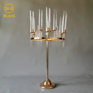 Candelabros de ouro 9 braços de 90 cm, candelabros de metal e ouro, decorações de mesa, casamento, peças de mesas