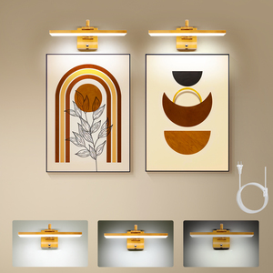 Modern Wall Mounted <b>LED</b> Vanity <b>Light</b> 36.6cm Brass Finish Rectangular Shade White Plastic Bathroom Fixture <b>Plug</b> <b>In</b> 220V - Product Image 4