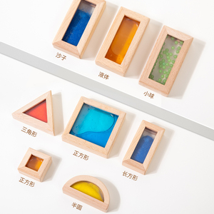 Montessori Educational Sensory Blocks Wooden Building Blocks Sand Beads Liquid 20-Piece Educational Toy for Toddlers Early - Product Image 3