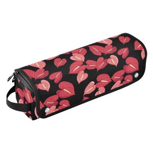 Hawaiian Red Anthurium Flower Print Curling Iron <b>Case</b> Nylon Fabric Custom Logo Hair Tools Storage Bag with Heat Resistant Mat - Product Image 2