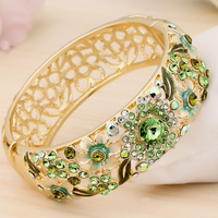 Bracelet en émail de style Pékin |   Filigrane creux, bijoux ethniques rétro plaqués or