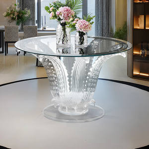 Juego de Mesa de Cristal Transparente de Lujo con Diseño de Hojas de Cactus, <span class=keywords><strong>Muebles</strong></span> Comerciales Hechos a Mano para Sala de Estar, Hoteles y Clubes - Product Image 5