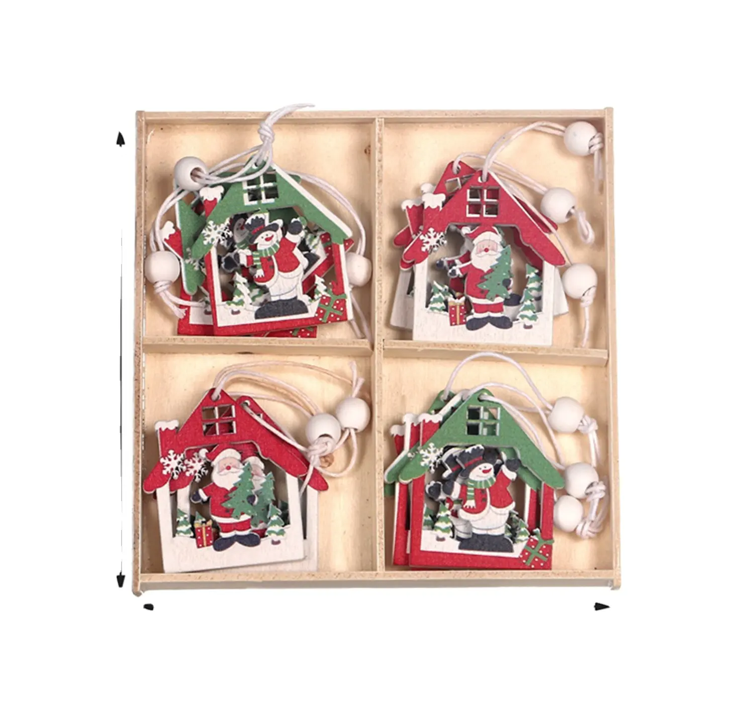 2023 Christmas Snowflakes Wooden Pendants Xmas Tree Hanging Ornaments Christmas Decorations for Home Navidad Gift New Year