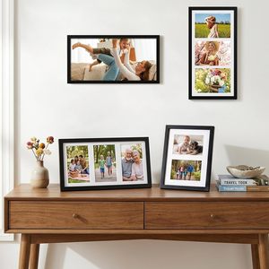 Cornice per collage in plastica Fixwal con supporto a cavalletto, adatta per 3 foto 5x7 e passepartout 8x16, <span class=keywords><strong>da</strong></span> tavolo/a <span class=keywords><strong>parete</strong></span>, decorazione per la casa, nera, 1 pezzo - Product Image 6