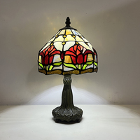Lampe de table LED mini LongHuiJing pour un style unique, abat-jour en verre teinté en forme de tulipe, décoration d'intérieur, lampe de bureau pour salon