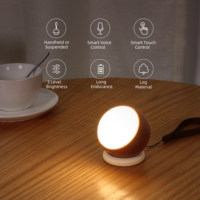 Lampe de nuit intelligente à commande vocale LED rechargeable, portable, murale, en bois, personnalisable