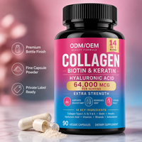 Poudre de collagène hydrolysé OEM, peptides de collagène, biotine, kératine, acide hyaluronique, complément alimentaire pour la beauté de la peau, des cheveux, des ongles et des articulations