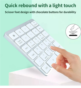 Aluminum Bluetooth Wireless Numeric Keypad Numpad 28 Keys Portable Rechargeable Numeric Pad for Laptop Desktop - Product Image 6