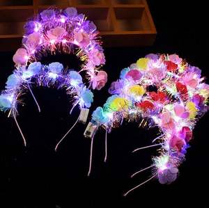 Nuevo diseño, venta al por mayor, diadema de flores LED, <span class=keywords><strong>guirnalda</strong></span> luminosa, Aro para el pelo, juguetes para niños, regalos pequeños - Product Image 1
