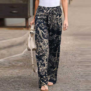Vintage <b>Women</b> Drawstring <b>Trousers</b> Spring Autumn Fashion <b>Floral</b> Printed Wide Leg Pants Ladies Casual Loose Long Pantalones - Product Image 6