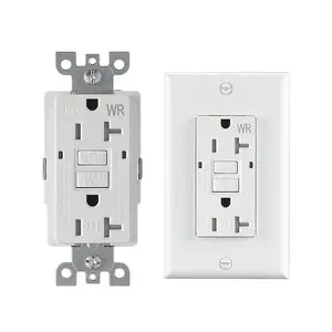 Flame Retardant PC Material GFCI Outlet 20 Amp Electrical Outlet Without Cover For Bathroom