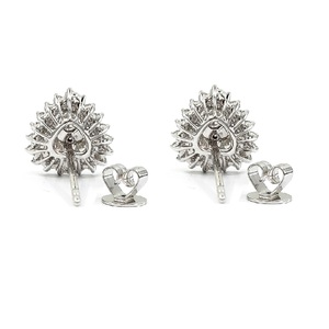 Bijoux fins, boucles d'oreilles classiques en or blanc massif 18 carats avec diamants naturels en forme de cœur, pour femmes, cadeau d'anniversaire de mariage - Product Image 3