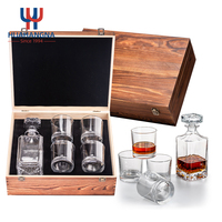 Juego de Decantador de Whisky de Cristal sin Plomo con Logotipo Personalizado Grabado, con 4 Vasos en Caja de Madera Premium, para Regalo del Día del Padre o para Padrinos de Boda