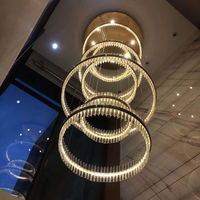 Lustre Moderne Personnalisé de Grande Taille pour Hôtel, Villa, Décoration Intérieure, Anneau de Luxe en Verre, Luminaires Suspendus