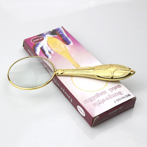 European Style Gold Plated Handheld Magnifier 50 Mm Glass Lens For Reading Books And Newspapers - Product Image 4