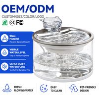Fontaine à eau pour chat silencieuse 2,2 L en verre transparent avec robinet, filtre à eau et pompe remplaçable