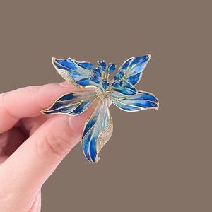 Exquisite Silver Plated Orchid Brooches Crystal Rhinestone Elegant Temperament <b>Wedding</b> Coat <b>Accessories</b> for Women Gift - Product Image 1