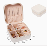 Portable Zipper Bijoux Boîte De Rangement Forme Carrée En Cuir Maquillage Organisateur Miroir pour Voyage Affichage Bracelets Anneaux Bijoux