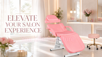 Table de soin esthétique inclinable rose réglable avec appui-tête, accoudoirs et repose-jambes – Vente en gros