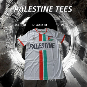 High Quality Custom Palestine Sublimation <b>Long</b> Style Polyester <b>T</b>-<b>Shirts</b> for <b>Men</b> Vibrant Flag Print Logo 200 Grams Wholesale Set - Product Image 3