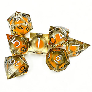 High Clarity Sharp Edge Orange Liquid Sand DND Game <b>Dice</b> Smooth Hand Polished Surface For D&D Pathfinder COC - Product Image 4