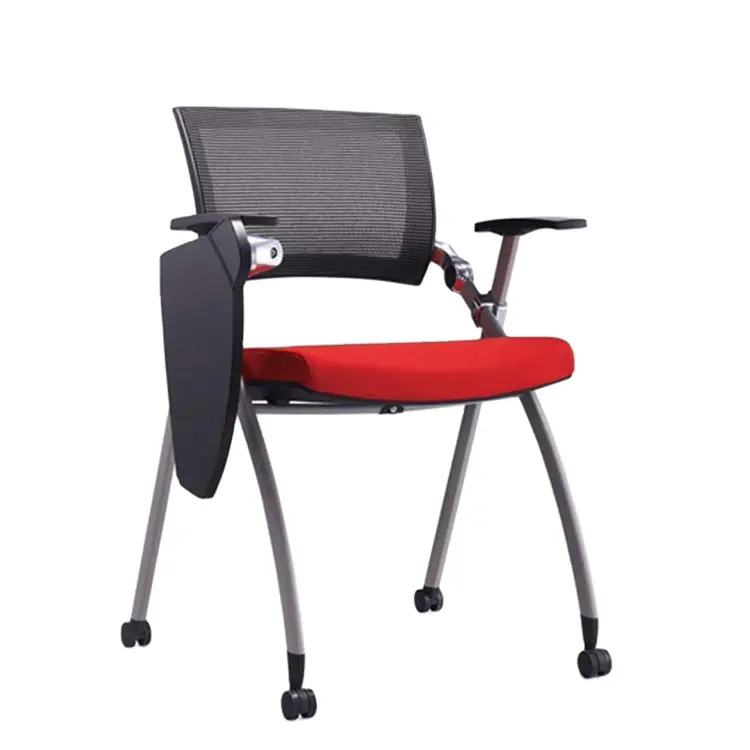 Ekintop modern stainless steel office ergonomic stackable plastic folding chair with wheels