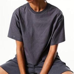 Conjunto de Camiseta y Pantalones Cortos Deportivos de Verano para Mujer, de Alta Calidad, Informal, de Algodón, Tejido de Punto, Diseño Sólido, Vintage, Bordado, Transpirable, 220g - Product Image 2