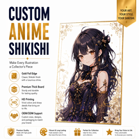 Papan Shikishi Anime Foil Pelangi Kustom dengan Bingkai Emas Holografik, Papan Seni untuk Koleksi Merchandise Penggemar