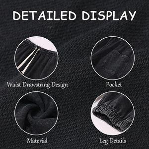 Pantalon de jogging ample à jambe large pour femme, taille haute, délavé à l'acide, avec poches, style streetwear décontracté, en tissu éponge respirant - Product Image 6