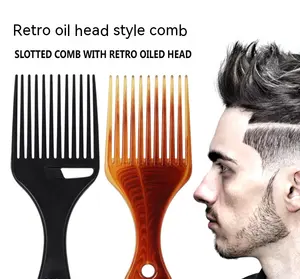 Customized High Quality Plastic Hair Salon Hairdressing Massage Wide Tooth Hair Barber Styling Black Afro Comb barber products