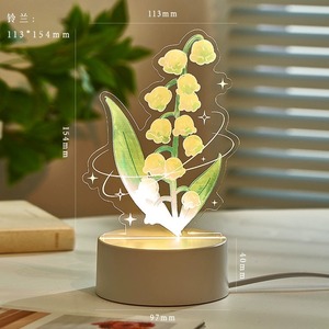 Luz Nocturna LED con Ramo Floral de Acrílico - Tulipán, Rosa y Lirio del Valle |   Decoración de Dormitorio Moderna y Elegante Ecológica, Regalo Romántico - Product Image 3