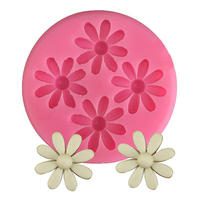 Cetakan Silikon Dekorasi Kue Fondant Bentuk Bulat 3D 4 Bunga Aster Kecil yang Cantik untuk DIY