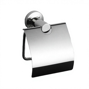 Modern <b>Wall</b>-Mounted Toilet Paper Holder Stainless Steel <b>Rectangle</b> Lid Design <b>for</b> Bathroom - Product Image 1