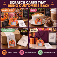 Cartes de jeu à gratter personnalisées en forme de citrouille pour les fêtes, révélation instantanée, impression offset, récompenses