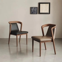 Chaise en bois massif style Wabi Sabi avec assise en tissu et cuir, pour restaurant, maison, salle à manger, chaises en bois de noyer
