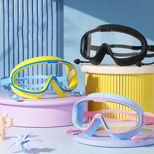 Lunettes de natation professionnelles étanches en silicone souple HD avec bouchons d'oreilles pour hommes et femmes, grand cadre, vente en gros - Product Image 1