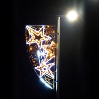 Décorations de Noël commerciales montées sur poteau en acier et aluminium, motifs lumineux 2D pour les fêtes, éclairage IP65