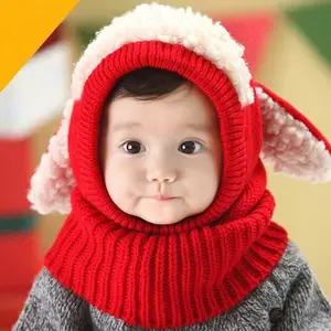 Winter Baby Hat and Scarf Joint With Crochet Knitted hats for Infant Boys Girls Children New Fashion Kids Neck Warmer