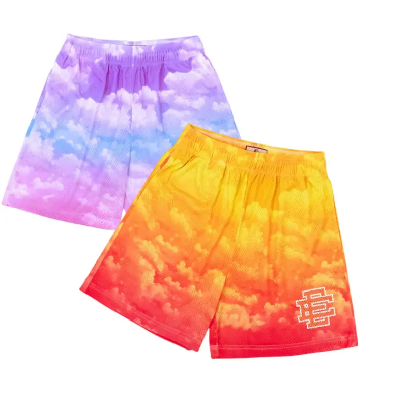 Europe Leisure Style Shorts Summer Polyester Elastane Shorts Gradient Color Men Basketball Shorts
