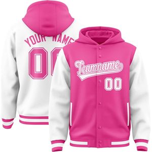 Veste universitaire personnalisée à capuche, manches longues, style bomber de baseball, lettres brodées, unisexe adulte, tissu tissé pour l'automne - Product Image 1