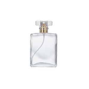 Crystal <b>white</b> glass <b>perfume</b> <b>bottles</b> (30ml & 100ml) with clips, transparent, thick-bottomed, <b>square</b> design, available <b>in</b> stock. - Product Image 3