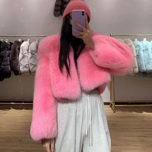 <span class=keywords><strong>Abrigos</strong></span> peludos <span class=keywords><strong>a</strong></span> la moda para <span class=keywords><strong>mujer</strong></span>, abrigo de piel de zorro <span class=keywords><strong>2022</strong></span> Real, completo, personalizado, 100%, venta al por mayor - Product Image 5