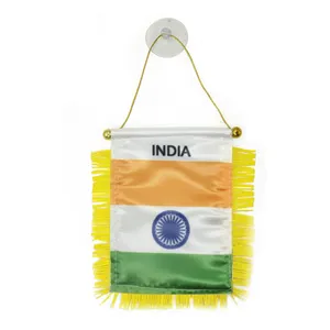 โลโก้ที่กำหนดเองแขวนอินเดียธงธงสำหรับกระจกมองหลังรถยนต์และตกแต่งบ้าน