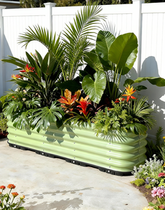 トップスター 大型屋外自動給水式移動プランター 亜鉛メッキ金属製高床式菜園ベッドライナー クラシックデザイン植木鉢 - Product Image 4