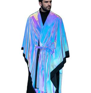 Usine directe tissu réfléchissant irisé d'arc-en-ciel reflétant sa foncé matériaux pour Salut vis vêtements de mode hommes gilet - Product Image 2