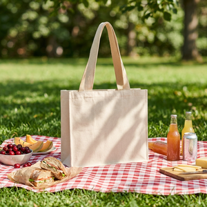 Eco-Friendly Custom <b>Large</b> Cotton <b>Canvas</b> Tote <b>Bag</b> with Zipper Closure Reusable Shoulder Handle for Daily Use Supermarket Shopping - Product Image 5