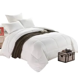 Conjunto de cama Queen 300TC 100% Linho de hotel em veludo cor branca, conjunto de capa de edredom para hotel, apartamento portátil liso