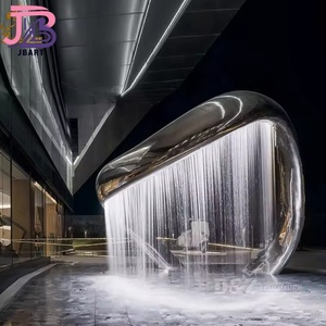 Rideau d'<span class=keywords><strong>eau</strong></span> en acier inoxydable avec grand miroir LED pour extérieur, décoration publique carrée d'hôtel, <span class=keywords><strong>fontaine</strong></span> d'<span class=keywords><strong>eau</strong></span> avec cascade - Product Image 3