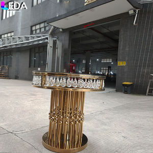 LEDA fabbrica Dessert cerchio <span class=keywords><strong>tavolo</strong></span> <span class=keywords><strong>in</strong></span> acciaio inox cornice di <span class=keywords><strong>vetro</strong></span> Wedding Table per eventi Hotel festa decorazione di compleanno - Product Image 2